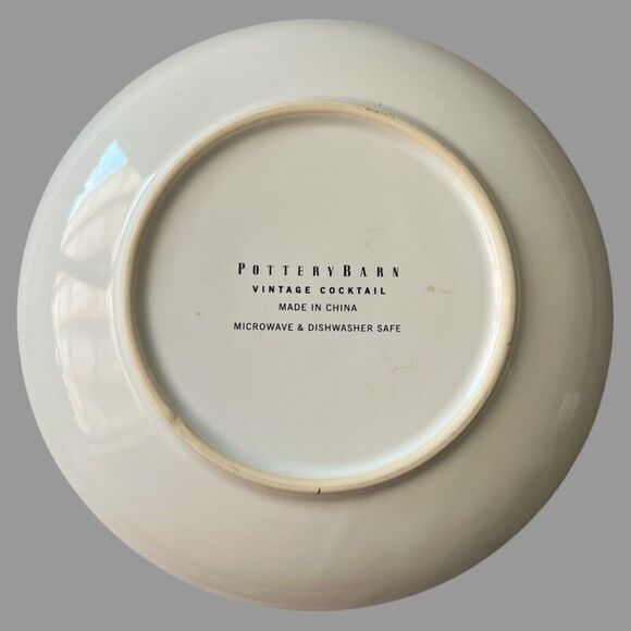 Pottery Barn Vintage Poster Plates Set of 4 8” Dessert Luncheon Cocktail Barware - Picture 5 of 9
